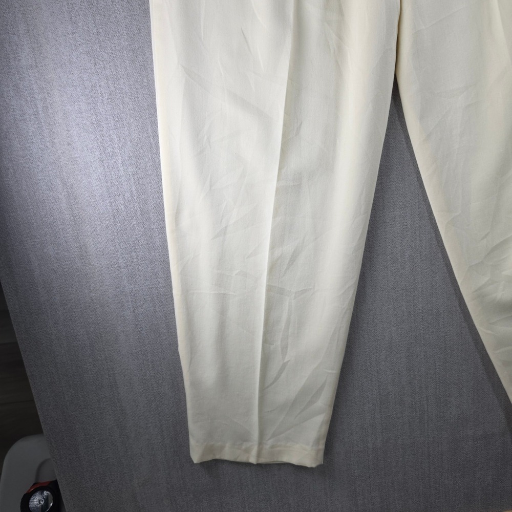 Worthington Pleated Trousers Women 16 Tall Cream Vintage High Waist Tapered Leg - Picture 16 of 16
